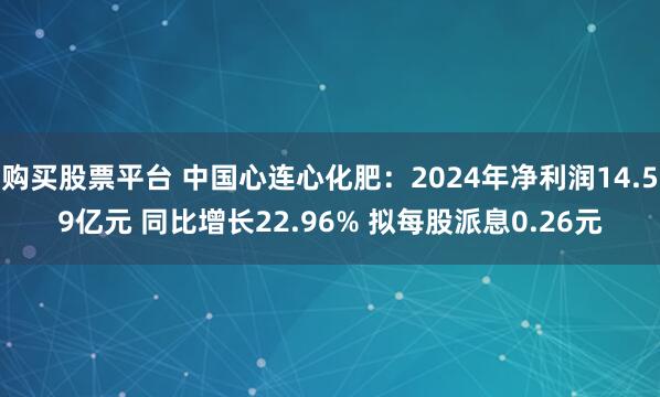 购买股票平台 中国心连心化肥：2024年净利润14.59亿元 同比增长22.96% 拟每股派息0.26元
