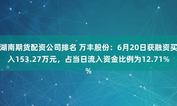 湖南期货配资公司排名 万丰股份：6月20日获融资买入153.27万元，占当日流入资金比例为12.71%