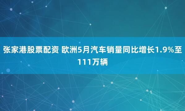 张家港股票配资 欧洲5月汽车销量同比增长1.9%至111万辆